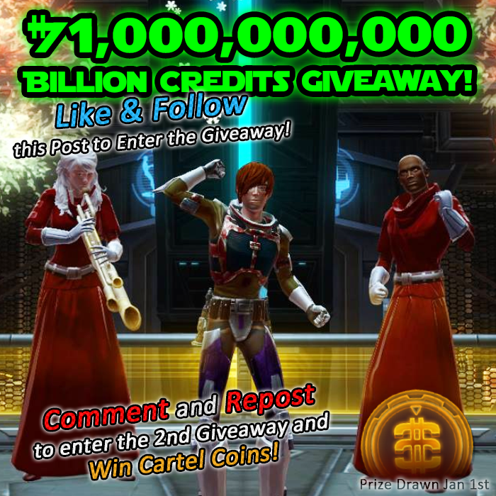 TodayinTor's tweet image. 💵1 BILLION Credit &amp;amp; 4500 Cartel Coins Giveaway!💵

🎅Like this post &amp;amp; Follow to enter!
❤️Comment/Retweet to enter the 2nd Giveaway!

💵Winners Drawn at 8am EST on January 1st 2025!💵
#swtorfamily #SWTOR #giveaway #starwars #mmorpg