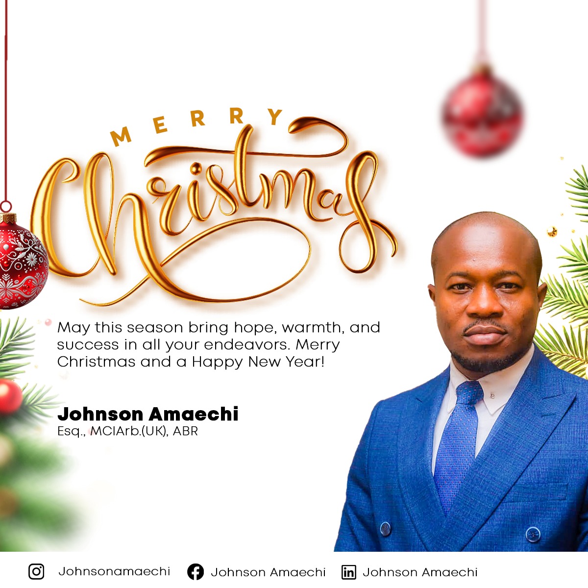 As we all celebrate Christmas, I pray that  it brings you and your loved ones limitless  peace, joy, and happiness that characterises this festive season.  Sending you heartfelt wishes for a Merry Christmas and a Happy Prosperous New Year ahead.
#MerryChristmas
