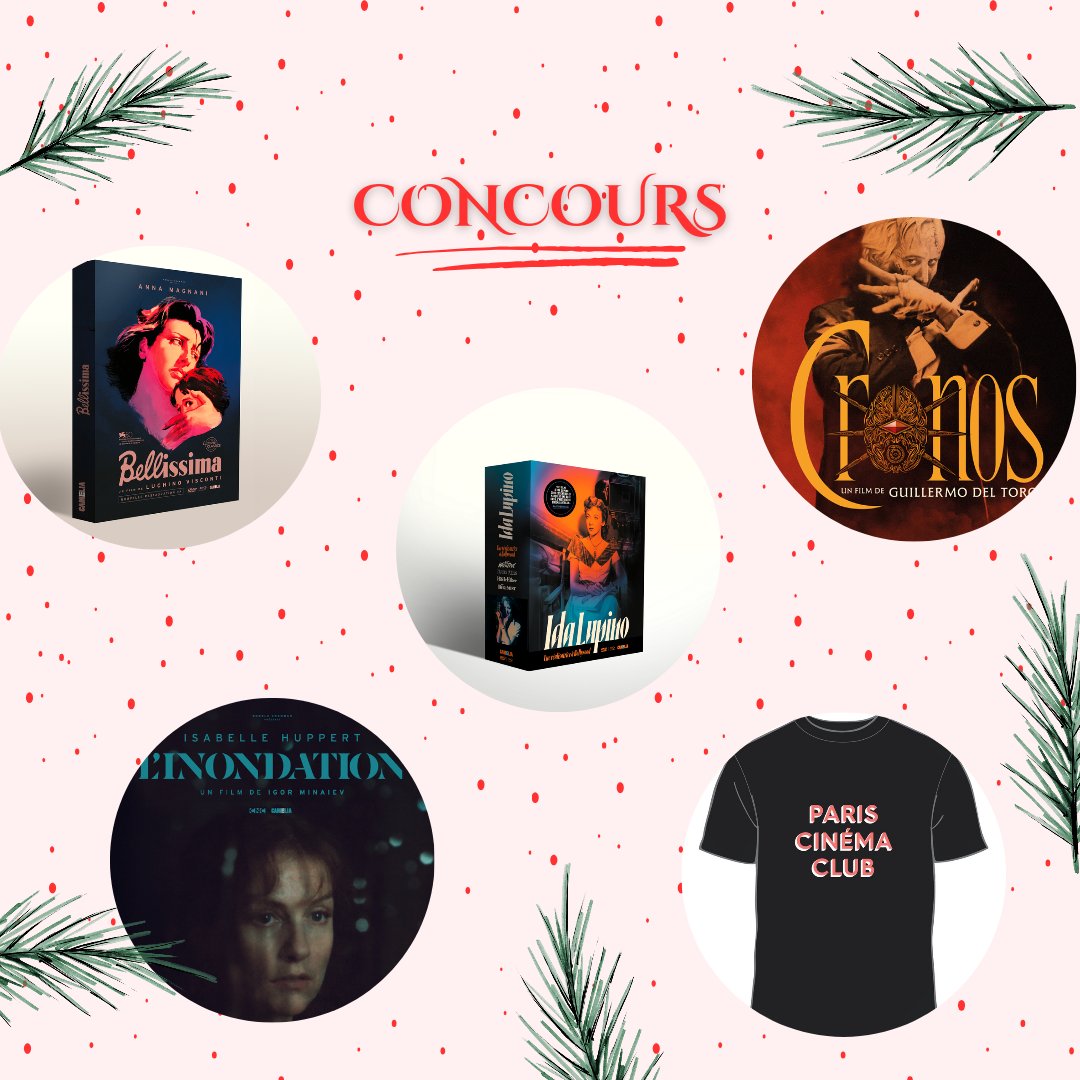 [CONCOURS] 🎁
Joyeuses fêtes à tous ! Pour les célébrer ensemble, nous faisons gagner plusieurs cadeaux :

- 1 coffret Ida Lupino 
- 1 coffret BELLISSIMA
- 1 affiche CRONOS
- 1 affiche L'INONDATION
- 1 Tshirt PCC

🎄 Pour jouer RT + Follow + Like
🧑‍🎄 Tirage au sort le 6 janvier