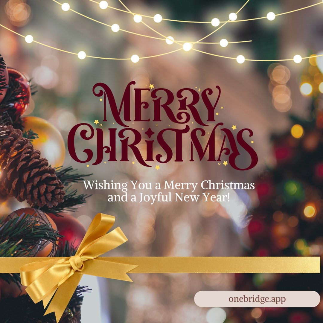 _OneBridge's tweet photo. Merry Christmas from One Bridge! 

May your holiday be filled with joy, love, and the promise of new opportunities in the year ahead. Here’s to a season of growth, connection, and giving back.

#MerryChristmas #Gratitude #SeasonOfJoy #MinorityOwnedBusinesses #SMMEs https://t.co/x8NutDhzo4