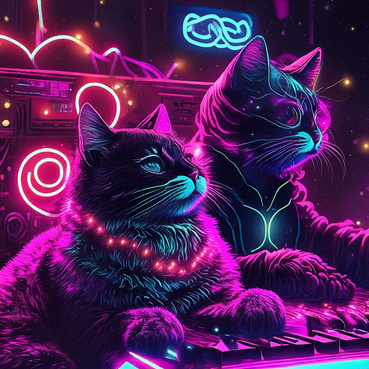 Nothing says "Happy Holidays" like AI-generated synthwave cats. So… Happy Holidays from EVX Towers.