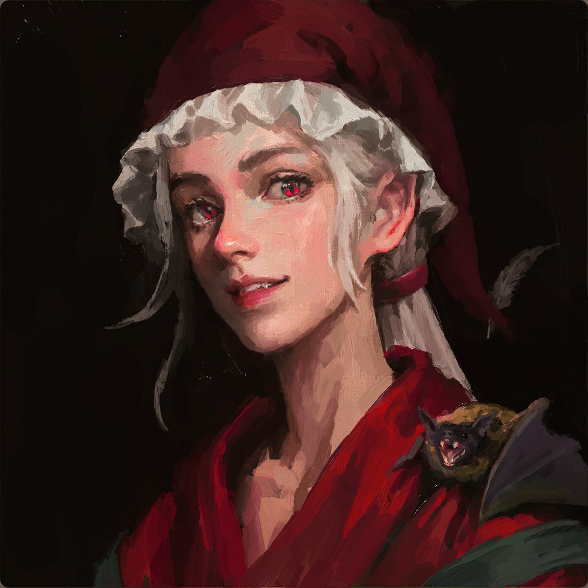 UnoMitsuko's tweet image. I have white hair, a red suit, I move at night, I'm ageless, I travel with animals, and I'm Father Christmas any way you look at it!
#MerryChristmas #サンタ #Santa #painting