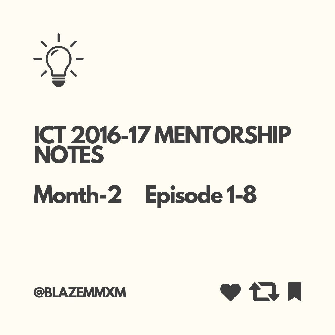 BlazeMMXM's tweet photo. ICT 2016-17 MENTORSHIP NOTES 
Month 2 Episode 1-8 𝙋𝘿𝙁 
 
Like + Repost + Bookmark 
Comment "Month 2" to receive the pdf link 
(𝙈𝙪𝙨𝙩 𝙗𝙚 𝙛𝙤𝙡𝙡𝙤𝙬𝙞𝙣𝙜 𝙢𝙚 𝙨𝙤 𝙄 𝙘𝙖𝙣 𝘿𝙈) https://t.co/tecjo2p8Wu