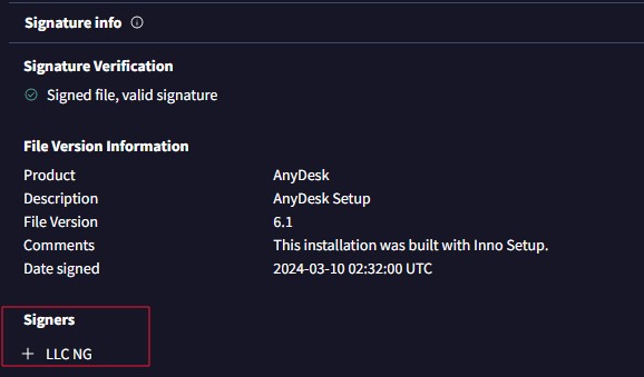 anydesk-cis : e571329e12a3c2baaa9e9eb4e66954c0b59021ef203db8fc3e75a563efa9e7b0

<a href="/malwrhunterteam/">MalwareHunterTeam</a> <a href="/banthisguy9349/">Fox_threatintel</a> <a href="/SquiblydooBlog/">Squiblydoo</a>