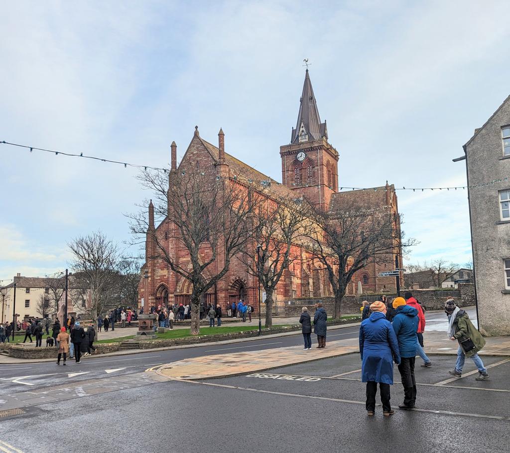 peediepuss's tweet photo. Welcome, Ba' fans! It's a lovely afternoon for the 2024 Xmas Day Men's Ba. The Ba itself has just arrived at the Cathedral 
#kirkwallba https://t.co/6jhocYcEw2
