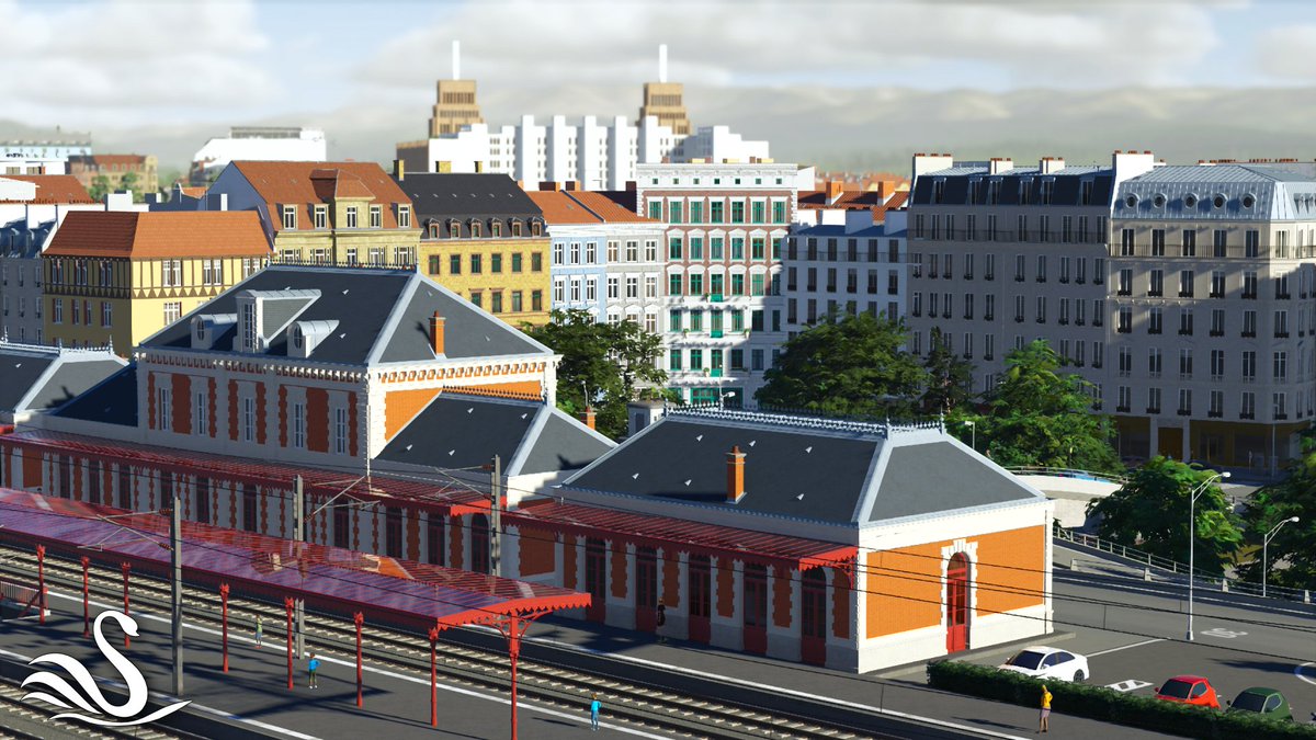 Last episode of #Schwanach saw not only an extensive rail yard added to the city but also an old station close to the historic centre of the city. 🦢
#citiesskylines2
