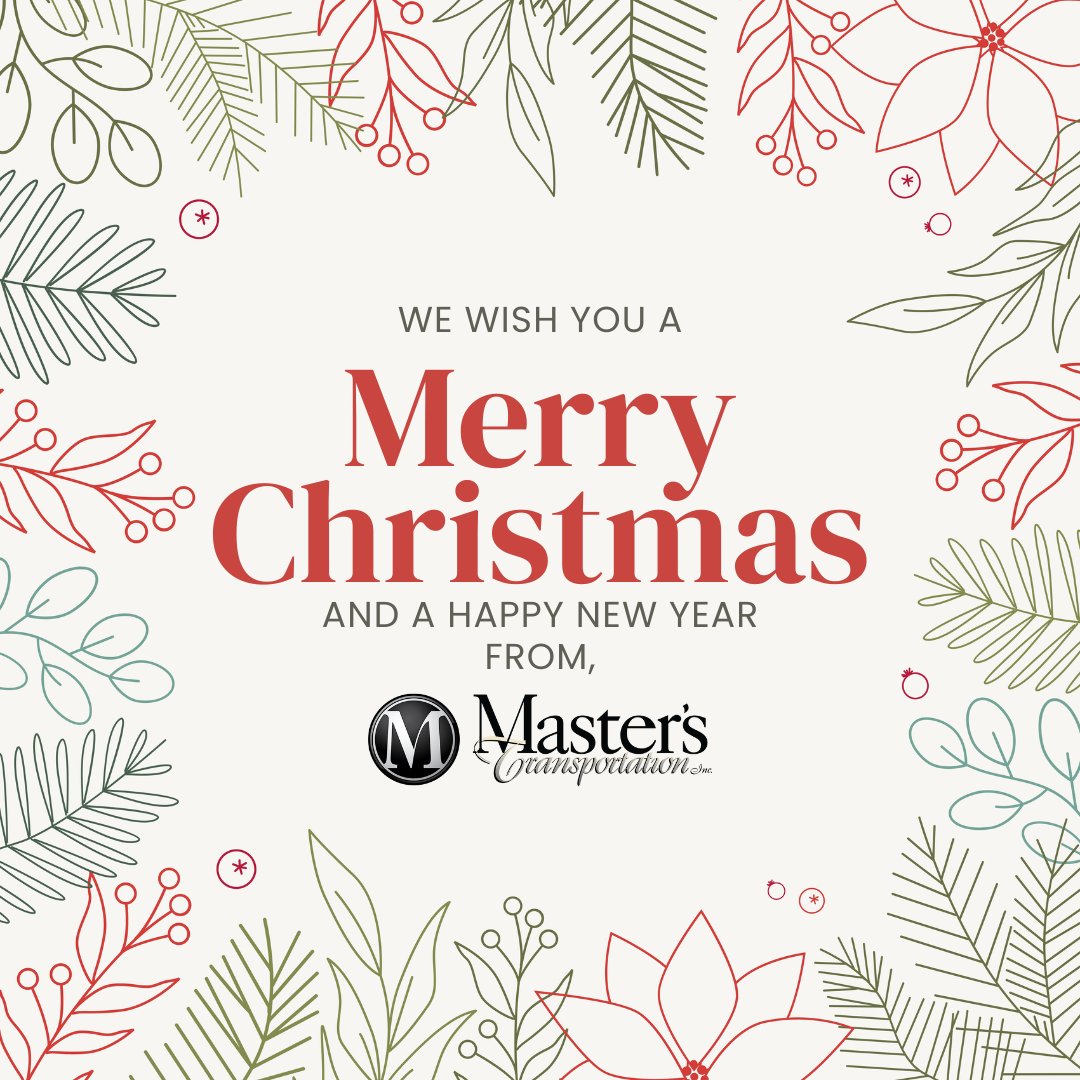 MastersTransp's tweet photo. Merry Christmas from Master's Transportation! ❤️ We are closed today to allow our team to spend the holiday with loved ones. We will return to normal business hours tomorrow. Wishing you all a safe and merry holiday season! 🎄
#MerryChristmas #MastersTransportation https://t.co/zAOM3DwHDt
