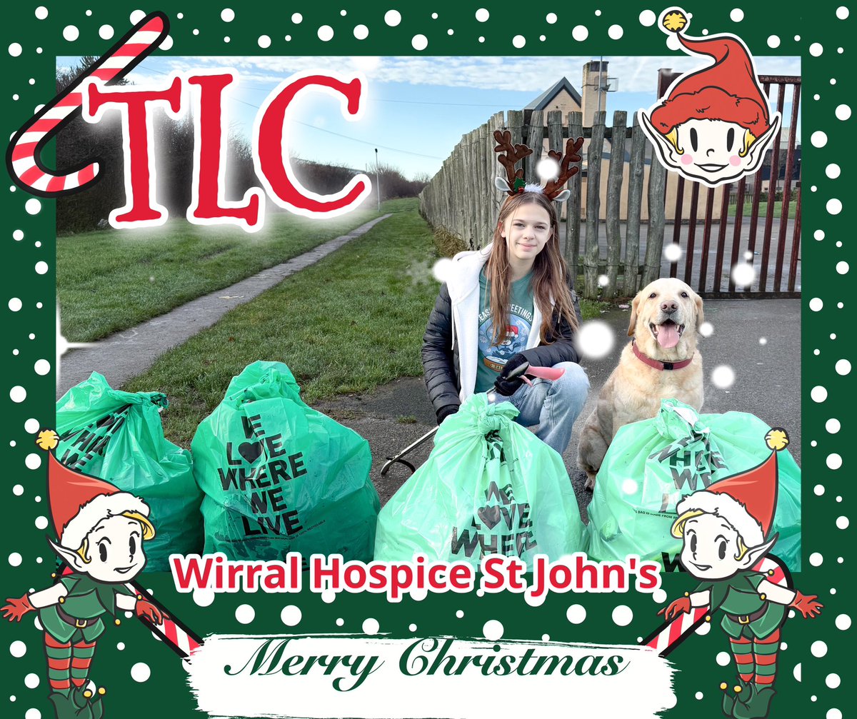 Happy Christmas everyone! 🎄 
Day 6 of my sponsored litter pick for <a href="/wirralhospice/">Wirral Hospice St John's</a> and Banjo was very happy that we got these 4 bags!
I hope you have a wonderful day. 
If you can donate I would be so grateful ☺️ (link below)
Together we can make a difference 💚💙♥️