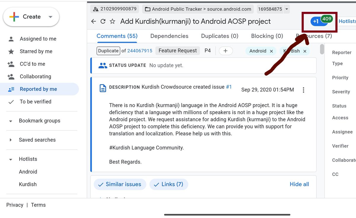 Ji bo ku kurdî li Android'ê bê zêdekirin, alîkariya we lazim e.
Ji bo destekdayînê, li vê lînkê bitikîne û raya xwe bide.
👇
issuetracker.google.com/issues/1695848…