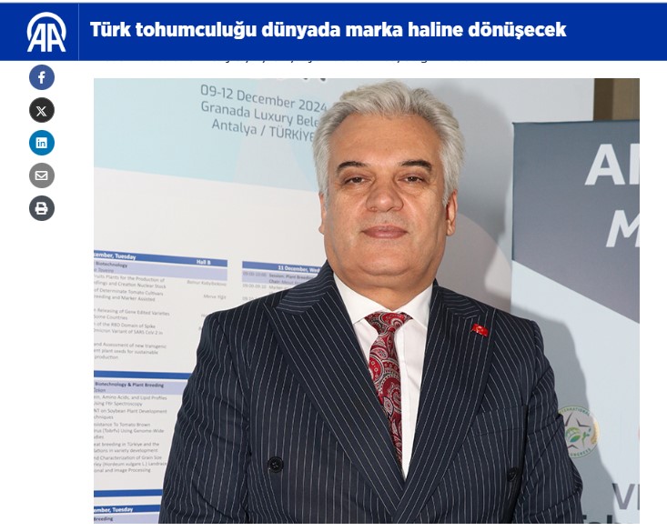 aa.com.tr/tr/ekonomi/tur…
"Türk Tohumculuğu Dünyada Marka Haline Dönüşecek"

TSÜAB Başkanı Yıldıray Gençer, Türkiye'nin gelecek yıl ISF Dünya Tohumculuk Kongresi, 2026'da da Asya Pasifik Tohumcular Birliği Tohumculuk Kongresine ev sahipliği yapacağını belirtti.