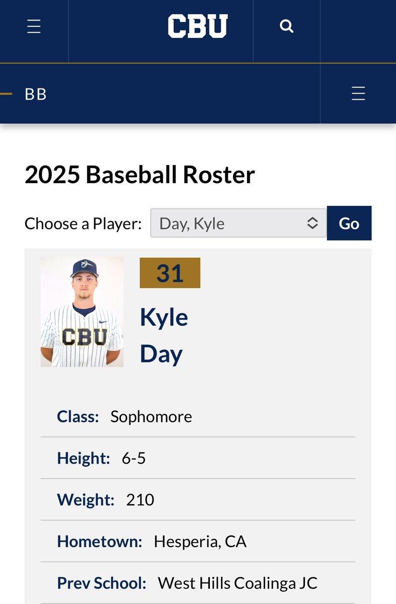 COALINGA COLLEGE BASEBALL (@whcc_baseball) on Twitter photo After only one year with the Coalinga College Falcons Kyle Day has moved on to Division I Cal Baptist University <a href="/CBUbaseball/">California Baptist Baseball</a> of the Western Athletic Conference <a href="/WACsports/">The Western Athletic Conference</a> where he will be playing his 2025 spring season #nextlevelfalcons After only one year with the Coalinga College Falcons Kyle Day has moved on to Division I Cal Baptist University <a href="/CBUbaseball/">California Baptist Baseball</a> of the Western Athletic Conference <a href="/WACsports/">The Western Athletic Conference</a> where he will be playing his 2025 spring season #nextlevelfalcons