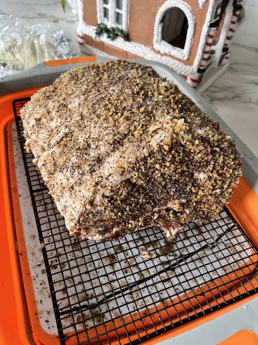 This Prime Rib Roast has been in a Dry Brine with McCormick's Montreal Seasoning since Sunday.  Merry Christmas Everyone!