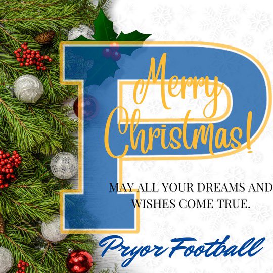 Merry Christmas from Pryor Football! We hope everyone has a great and blessed day! Remember the reason for the season! 🎄🅿️🐅🏈 #DRAWTHELINE