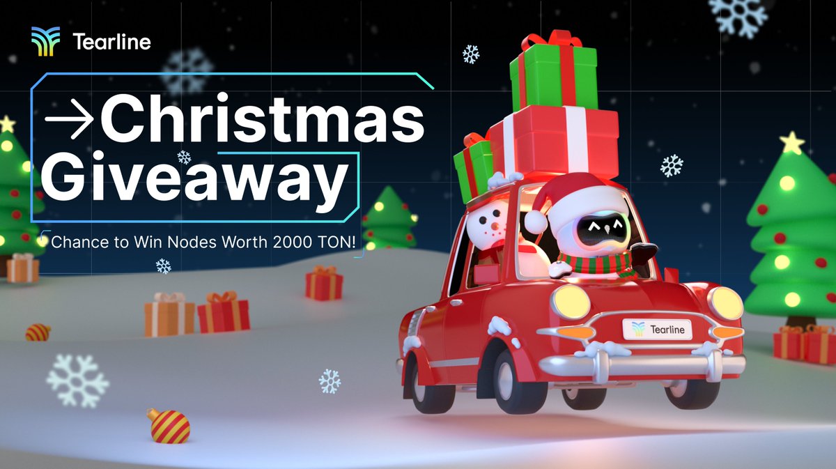 🎄✨ Celebrate the holidays with Tearline's Christmas Giveaway! 🎁🦉   
Boost your web3 AI journey and unlock future airdrops with Nodes worth 2000 TON, shared among 1600 lucky winners.  

🎁 Prizes: 
1st: 100 x Node Level-5 (3.6 TON each) 
2nd: 500 x Node Level-3 (1.5 TON each)