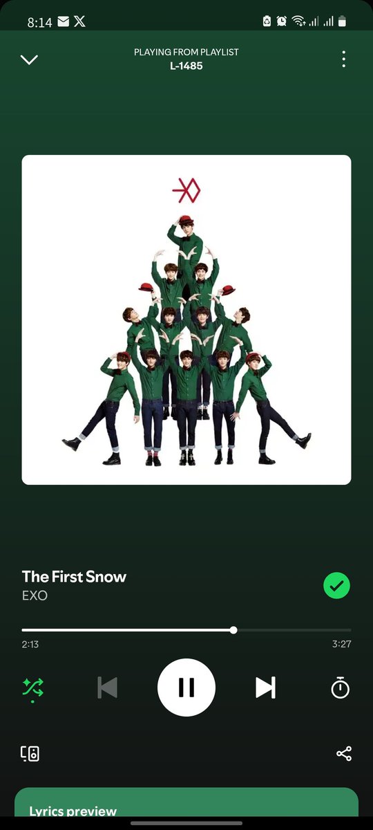 The First Snow streaming chain let's gaurr!  ☃️

🔗 music.youtube.com/watch?v=h0b4nw…

🔗 open.spotify.com/track/2VNpT9fR…

izin tag darl 🙏🏻 
<a href="/preciousnajae_/">🐣</a> <a href="/kimcann88/">cannnnnn | restt</a> <a href="/galaxysfar/">fa👑 🅒🅨➀🍒</a> <a href="/wardieyeol/">ward 𖤐</a> <a href="/tuesdayonegirl/">❜</a> <a href="/veranikapr_/">ver🐣</a> <a href="/lovely_aerii/">rahma☽̶☾</a> 

#EXO #엑소 <a href="/weareoneEXO/">EXO</a>