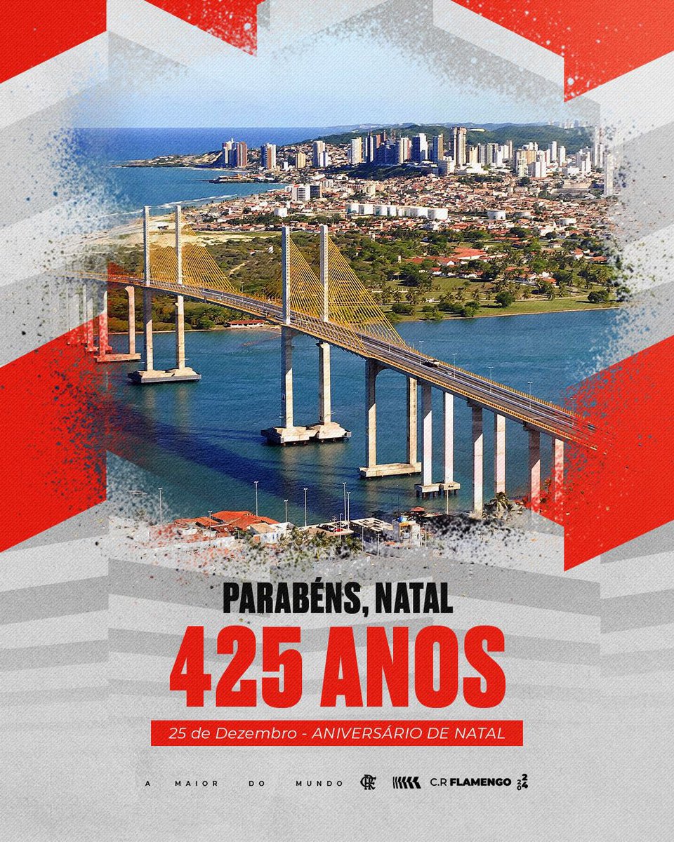 Flamengo's tweet photo. A belíssima Natal completa hoje 425 anos! 🎂👏❤️🖤

Parabéns para a capital do Rio Grande do Norte e para todos os rubro-negros locais! 

#CRF https://t.co/dSrTofcSx0