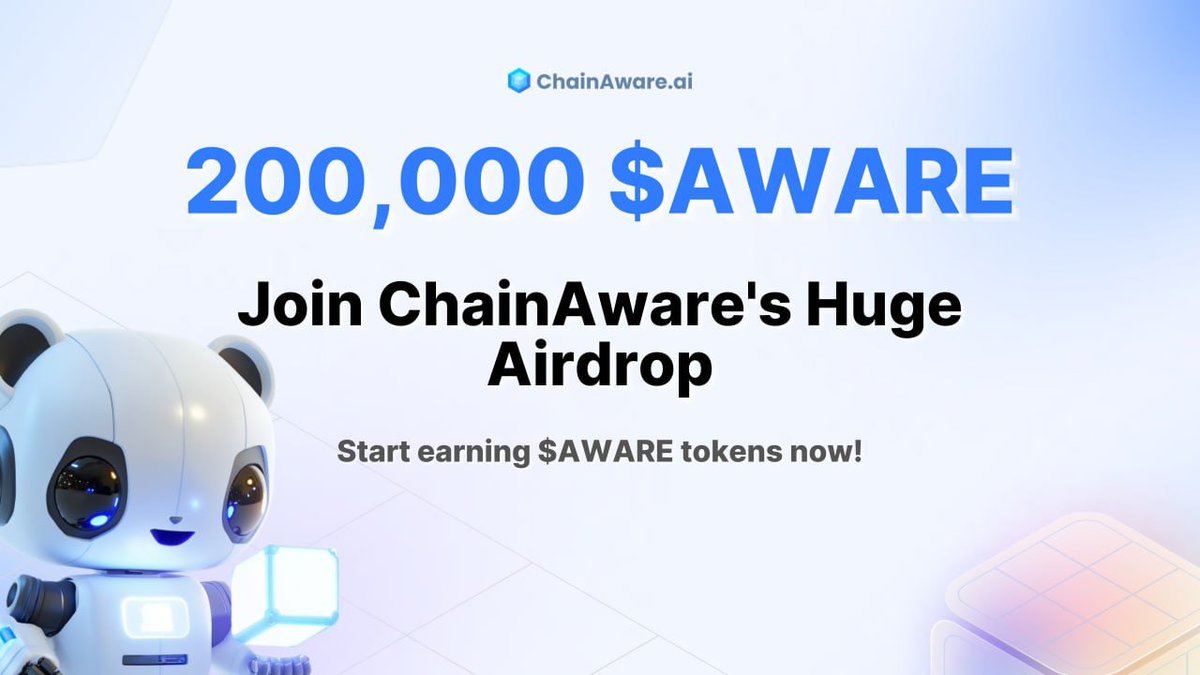 🎉 Zealy Airdrop Alert! 🎉

We are giving away 200,000 $AWARE to our Community! 🚀

Use your chance to climb the leaderboard and win your share of $AWARE. Complete tasks, earn points, and secure your spot at the top! 

👉 Join the campaign here: zealy.io/cw/chainawareai

#Web3