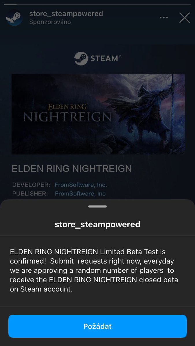 MetjuPerry's tweet photo. @BandaiNamcoUS just got a pretty convincing ad on Instagram to join the network test on PC. Assuming they wanted me to link my @Steam account. Be careful out there https://t.co/6YbQn45eZq