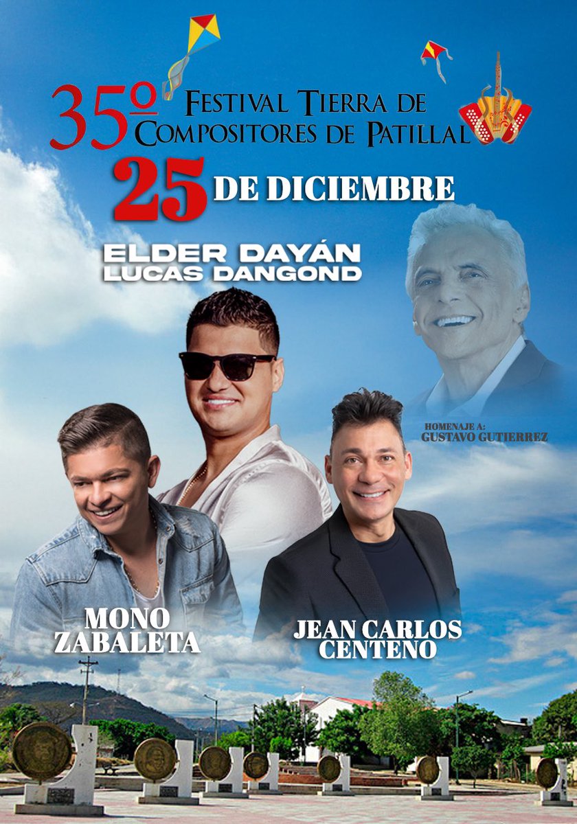 carlosbloom's tweet photo. Hoy 25 de diciembre EL CANTOR @ElderDiaz01 y @LucasDangond en la tradicional fiesta en Patillal. En esa tierra de poetas estaremos con Jean Carlos Centeno y el @MonoZabaleta. https://t.co/OLt2phbM9p