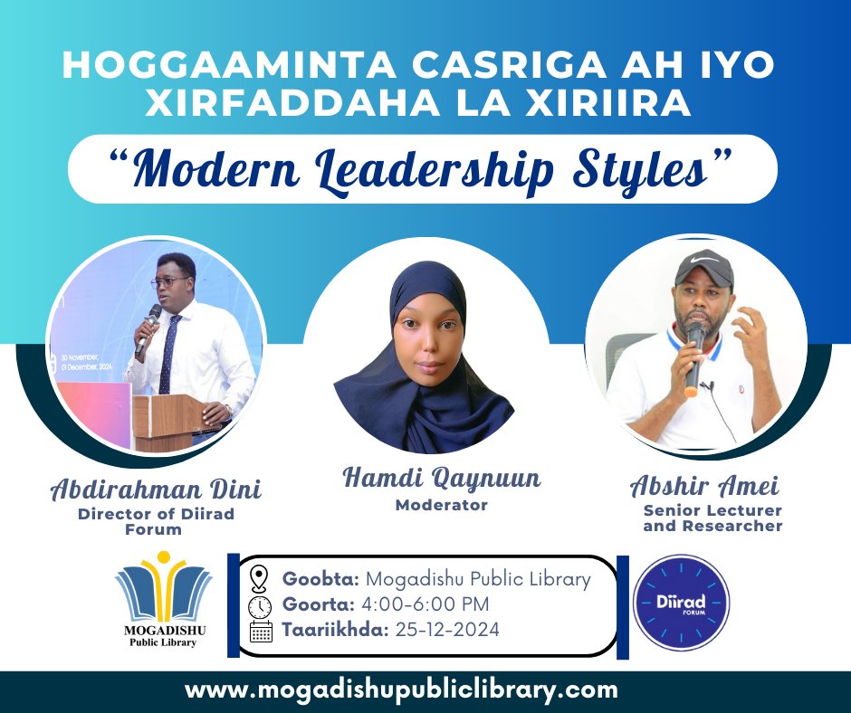 DiiradForum's tweet photo. We are excited to announce a training session on Modern Leadership Styles happening this afternoonm https://t.co/NERc3YYuWO