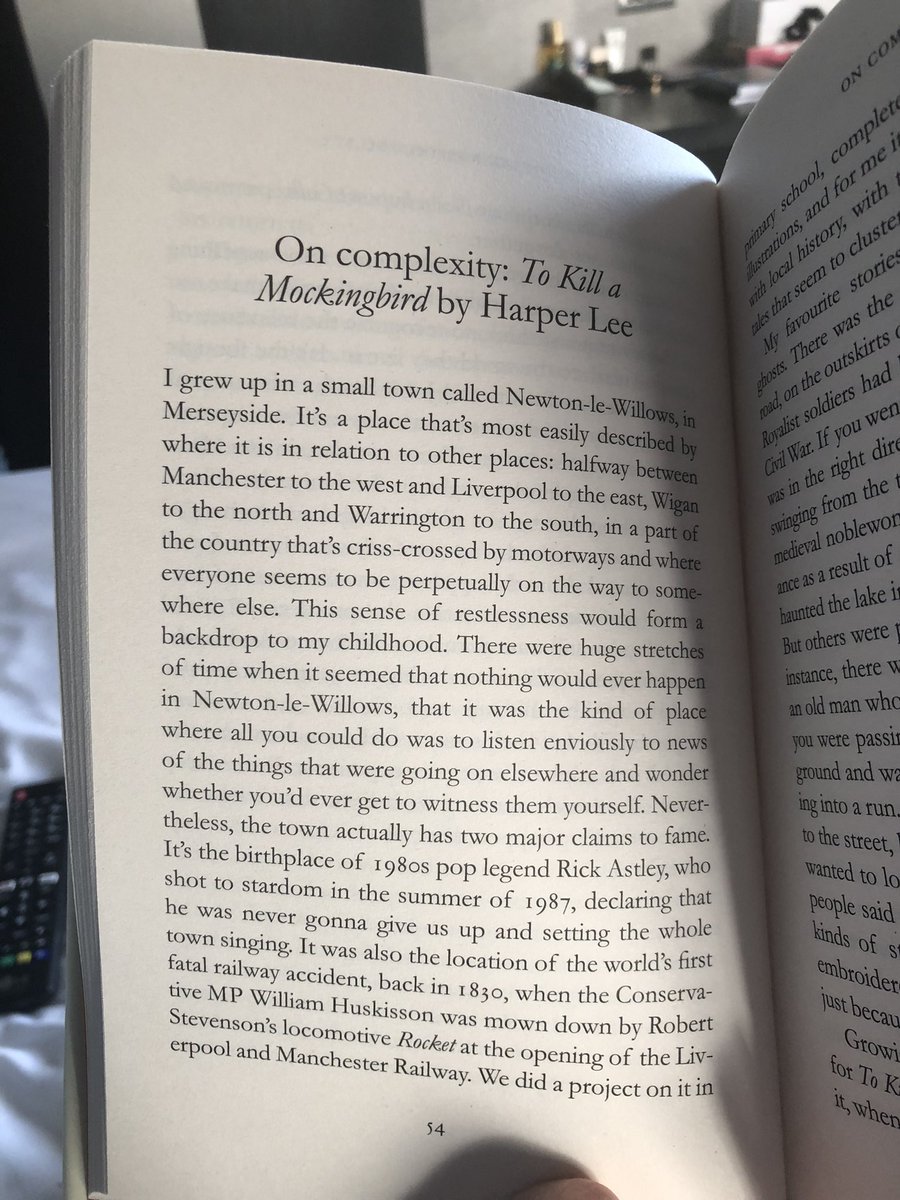 Bought a copy of <a href="/CarolAtherton8/">Carol Atherton</a> book #ReadingLessons by a friend from back home. The first chapter I come to when I open the book is the one about To Kill A Mockingbird (personal fave) but excited more so to see that they grew up in Newton as I’m fromSt.Helens!