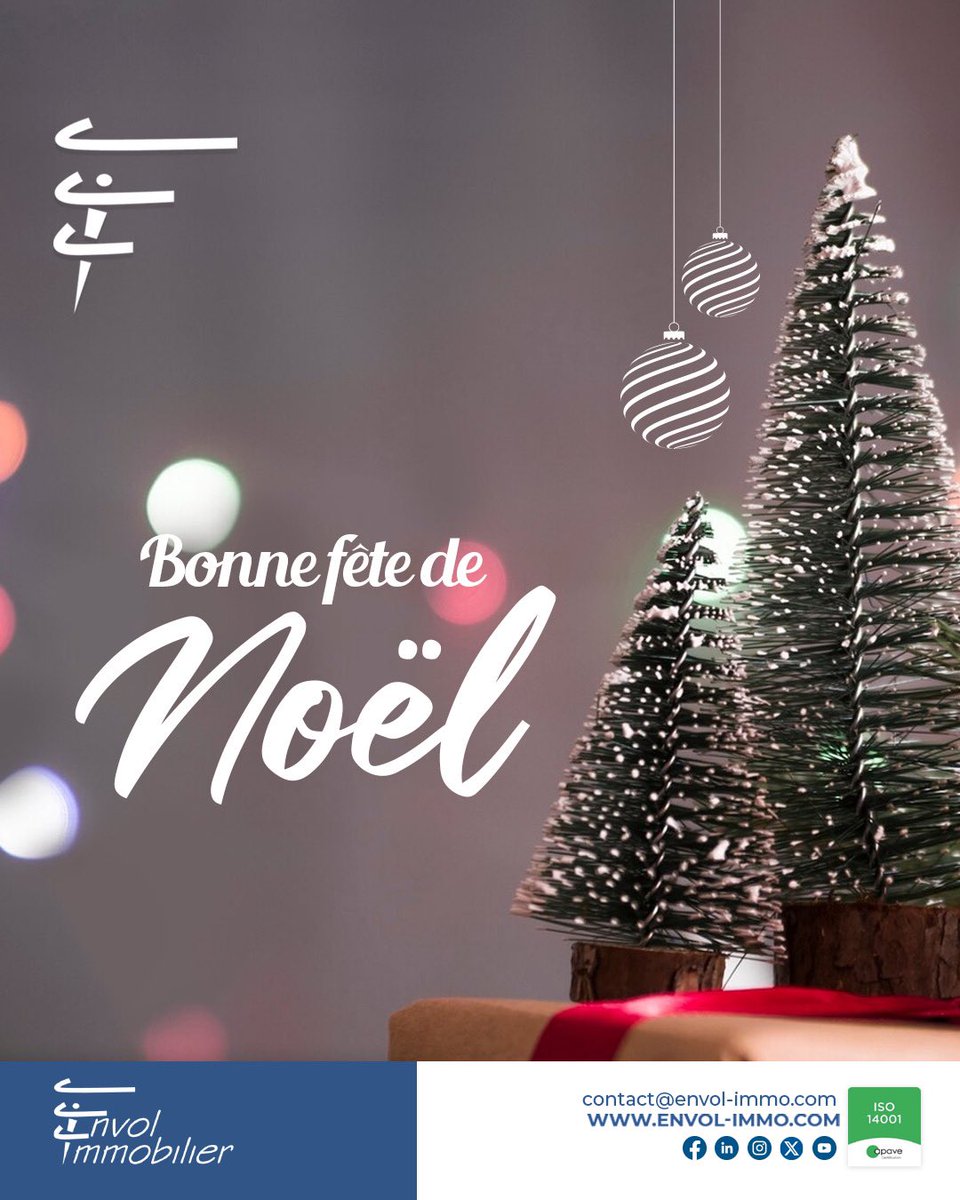 Envol_Immo's tweet photo. Joyeux Noël de la part de Envol Immobilier ! 
Que cette période de fêtes soit remplie de bonheur, de sérénité et de moments précieux avec vos proches. 

#Noel2024 #Envol #Immobilier #JoyeuxNoël https://t.co/Bfn0IgTRVz