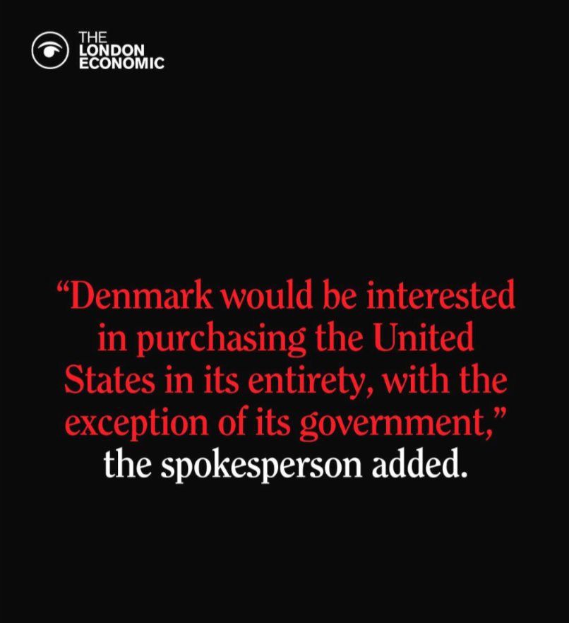 DigitalWarfare1's tweet photo. This is what Denmark had to say to Trump after he suggested buying Greenland recently.  We are about to be embarrassed, AGAIN, on the world stage under Trump.  #DemsUnited #DemVoice1 #ResistanceUnited #ProudBlue https://t.co/FVlJnQ62PV