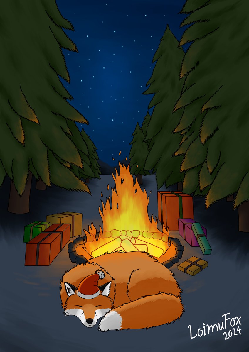 LoimuFox's tweet photo. Happy holidays everyone! Made this piece to print out as post cards to greet some friends in the fandom. As most already got delivered I can publish it online as well. #furryart #furry https://t.co/oMcHNn9e3w
