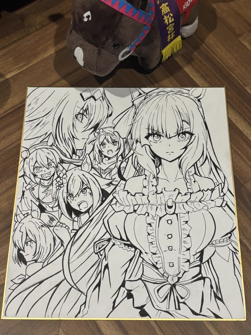冬コミで出す用のラスト色紙。
オグリがボスキャラみたいになってるけどそういやアルダンルートだとラスボスだったや。明日は色付け頑張るゾイ💪 