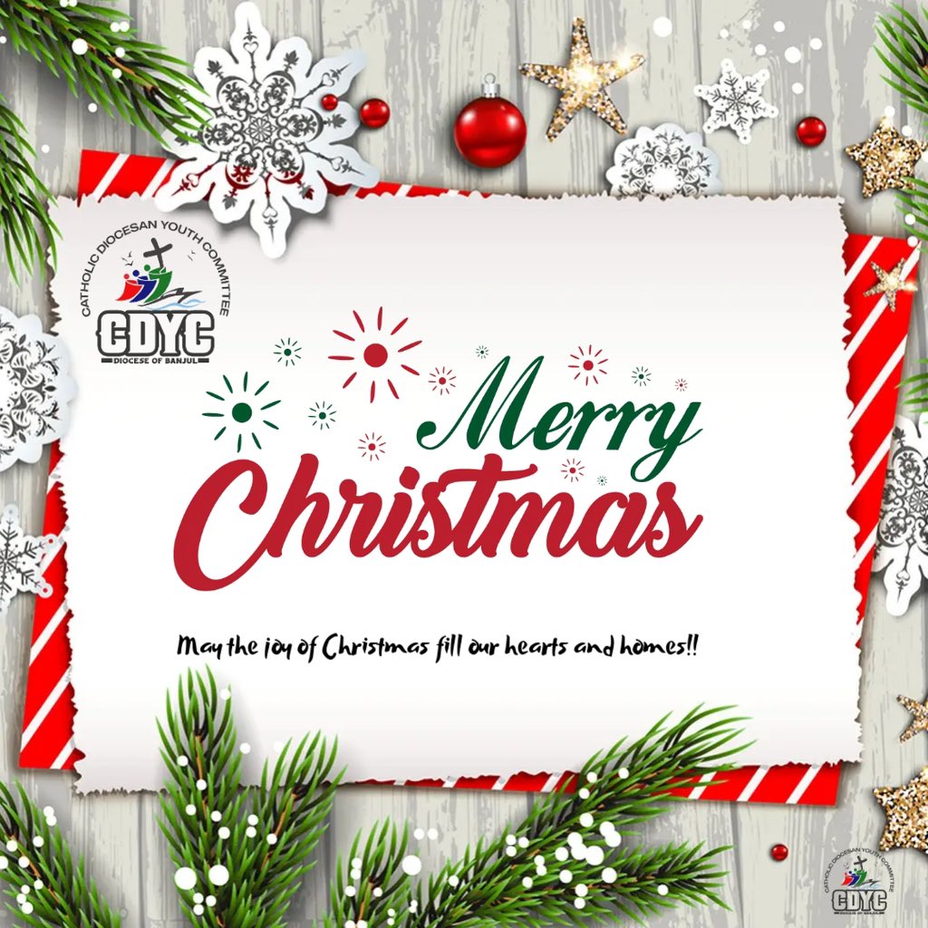 cdycbanjul's tweet photo. Merry Christmas to our wonderful youthful family and to the entire diocese at large🙌🏾
May the birth of Christ bring us love and happiness 😍❤️
#CDYC
#catholicyouths
#MerryChristmas
#MerryChristmas2024 https://t.co/6q8PO3pNWu