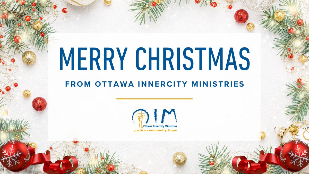 Merry Christmas from Ottawa Innercity Ministries! Wishing you a day filled with love, joy, and peace, remembering the reason for the season: Jesus Christ! 🥰🎄 

#OIM #Ottawa