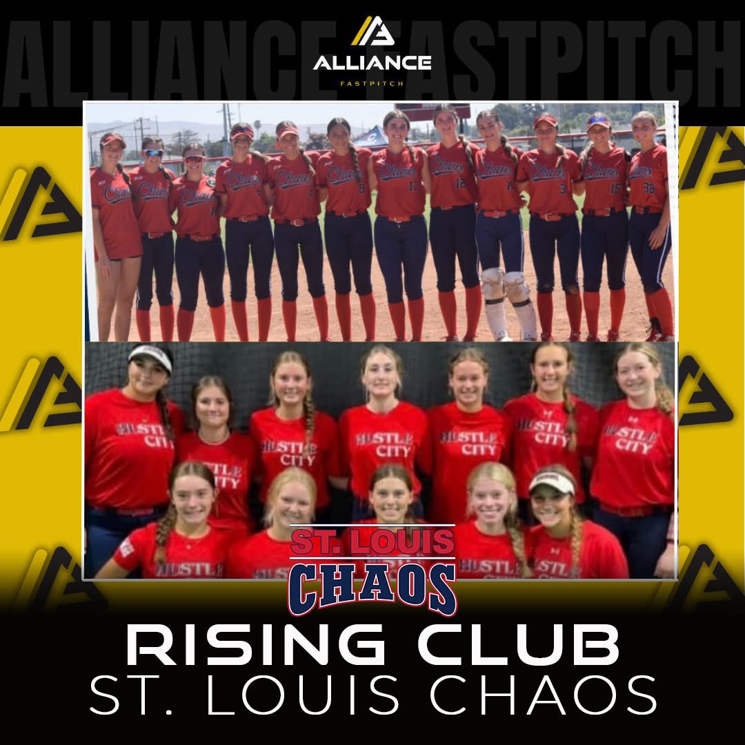 Thank you to The Alliance Fastpitch for this incredible award! 

📣 Congratulations to St. Louis Chaos, the 2024 Rising Club Award winner!  

#RisingClubAward #StLouisChaos #AllianceFastpitch
