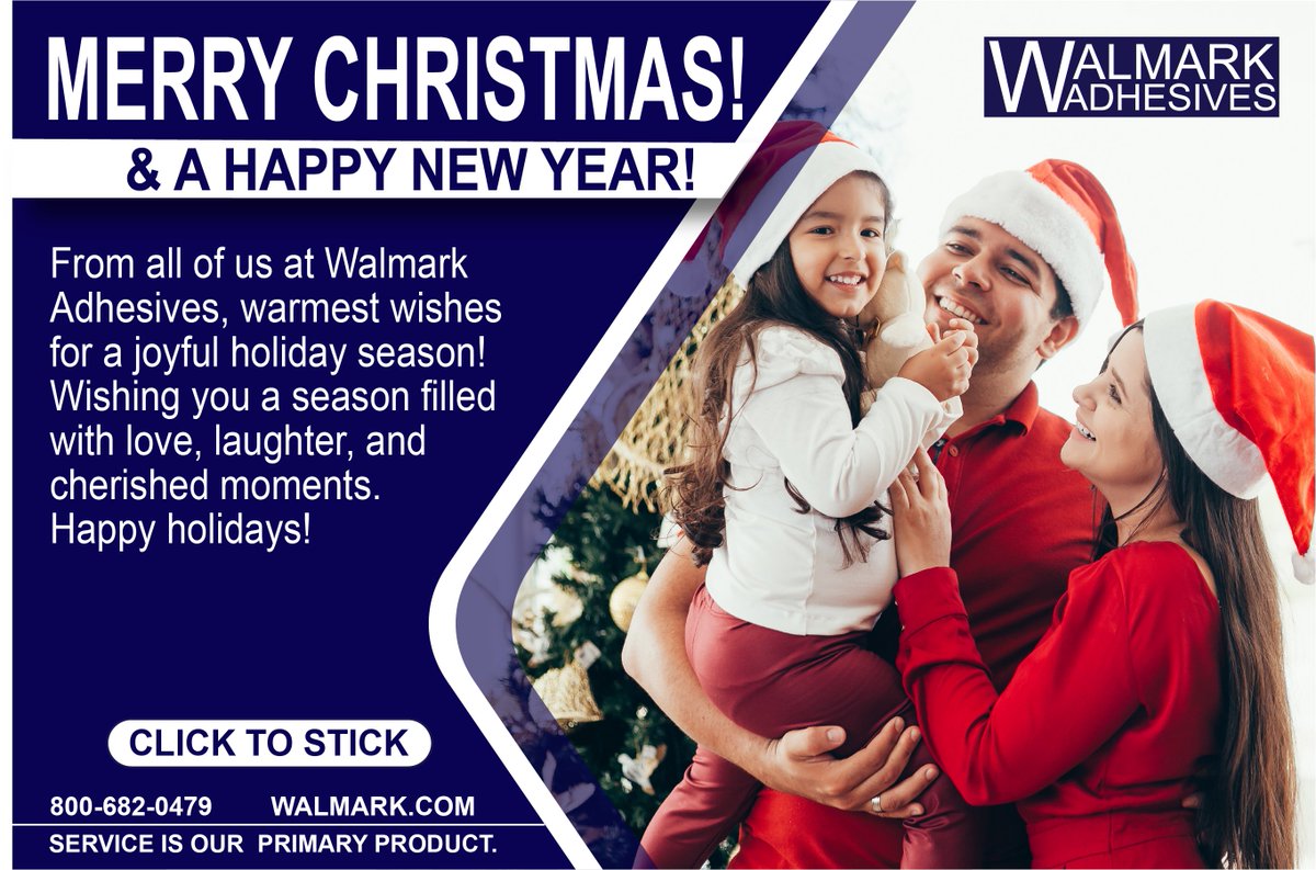 From all of us at Walmark Adhesives, warmest wishes for a joyful holiday season! Wishing you a season filled with love, laughter, and cherished moments. Happy holidays!
walmark.com
