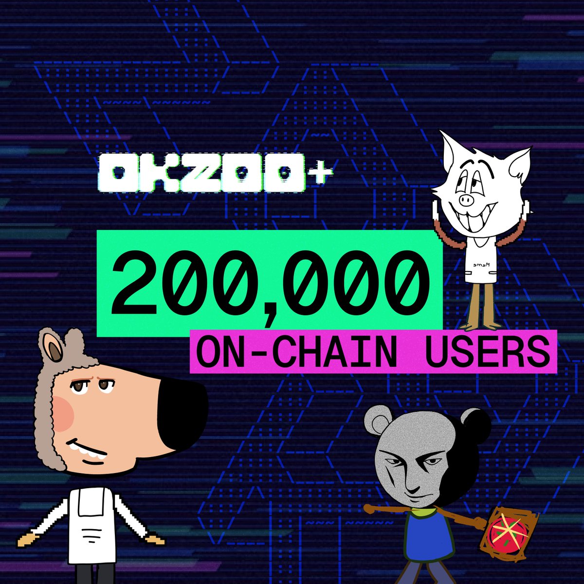 okzoo_app's tweet photo. 200,000 on-chain users in JUST 5 DAYS!

Remember, this is just OKZOO+ pre-alpha. What comes next will change meme creation and shape history with the OKZ AI Engine.

The future of memes begins at https://t.co/63euLpodrI https://t.co/cvCEC9Qucm