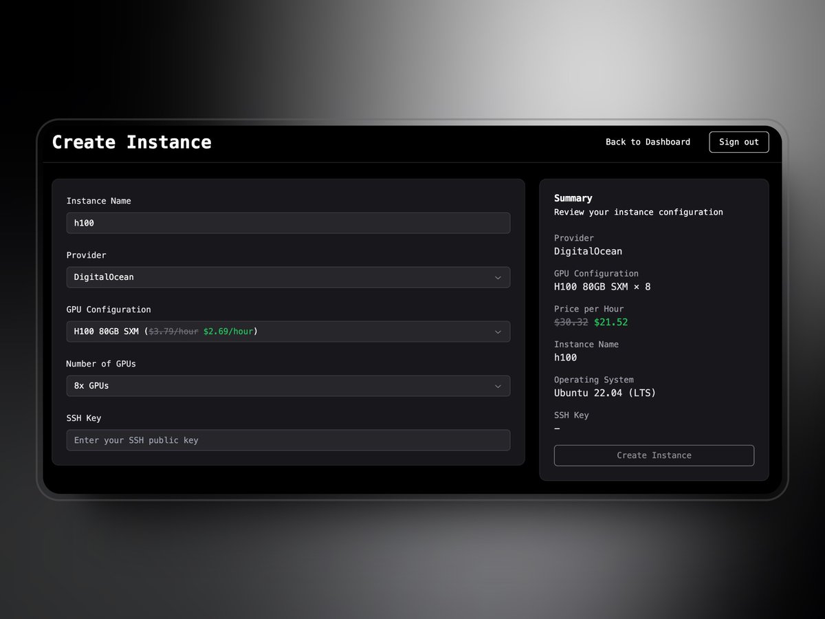 LooproAI's tweet image. 🚀 The Loopro Secure AI Cloud is Now Live!

You can now use Tier 3 datacenter-secure GPUs directly from Loopro (app.loopro.ai)! Huge thanks to DigitalOcean @digitalocean for supporting our infrastructure with 1x H100 and 8x H100 setups.

👉 We are excited to offer the…