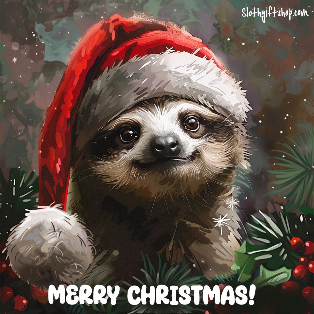 Slothgift's tweet image. Merry Christmas from our sloth family to yours! 🎄🦥 May your holidays be filled with slow moments, cozy vibes, and lots of love. 💚✨ #MerryChristmas #Slothmas