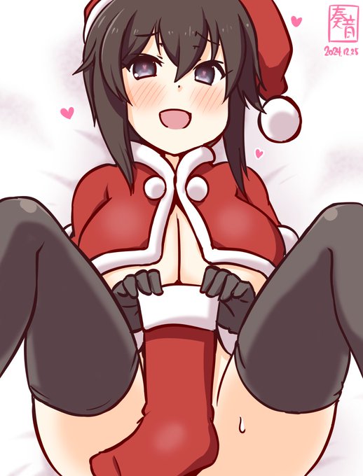 「プレゼントは『ここ』にお願いします♪
 ていと…サンタさん♥」

#艦これ版真剣お絵描き60分一本勝負_20241225
#速吸 