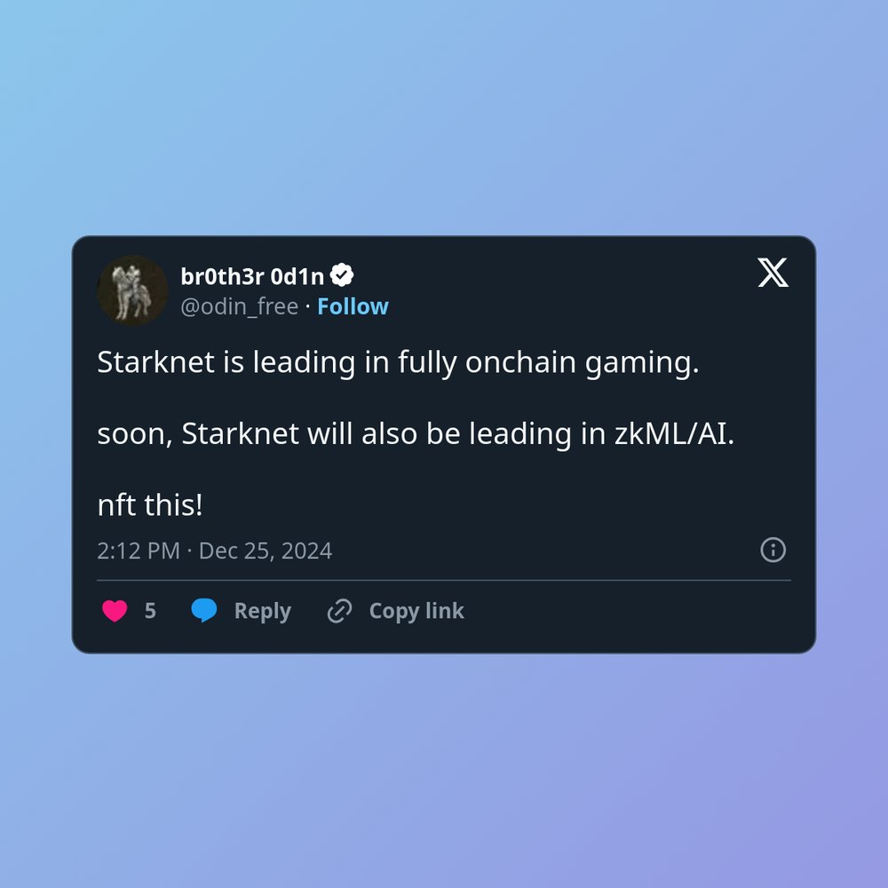 framethispeter's tweet photo. @odin_free @odin_free your minted tweet is here 🚀 

link - https://t.co/TLOerVx47X 

#Starknet #framethispeter #NFT https://t.co/ewvKZv56oM