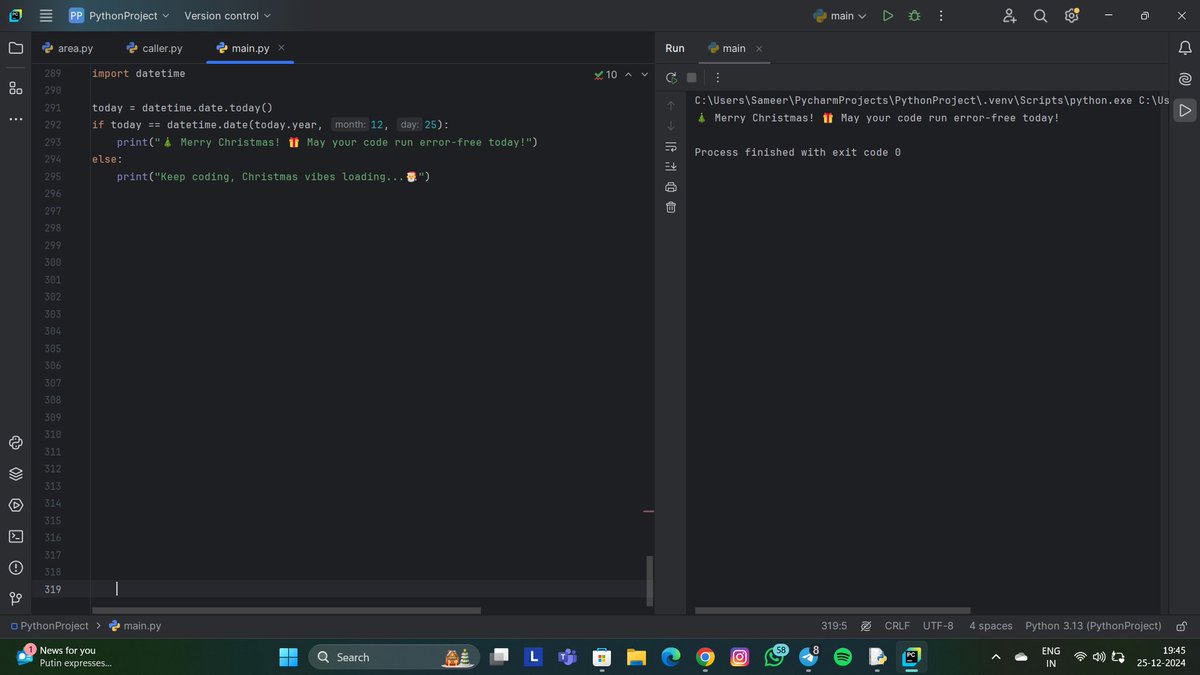 whenyoumetsamm's tweet image. 🎄✨ Merry Christmas, everyone! 🎅🎁

Code your way into the holiday spirit:

Wishing you all a season full of joy, love, and clean code! Happy Holidays! 🎉
#MerryChristmas #Python #CodeTheSeason