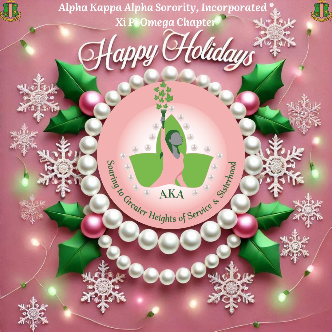 XiPiOmegaAKA's tweet photo. Season’s Greetings from Alpha Kappa Alpha Sorority, Incorporated®, Xi Pi Omega Chapter!
May your holidays be filled with peace, joy, and the warmth of sisterhood. Here’s to a bright new year full of blessings and opportunities to shine! 💗💚

#XiPiOmega #AKA1908  #RiseAndSHINE https://t.co/UrSCQoD8Do