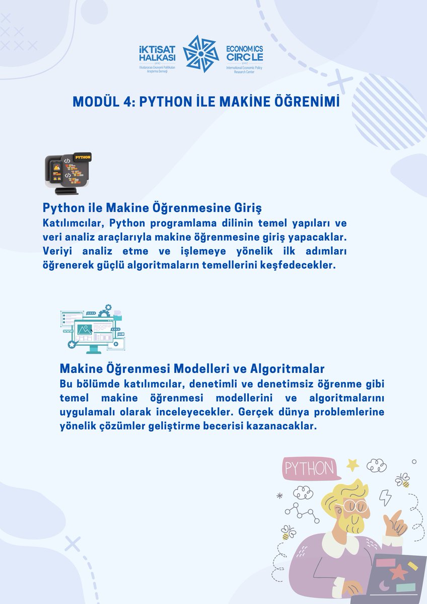 iktisathalkasi's tweet image. Staj ve Eğitim Programı, Dr. Savaş Kaptan ile Modül 4: Python ile Makine Öğrenimi derslerine başladı! 💻
Veri analizi ve algoritma temellerini öğrenerek denetimli/denetimsiz öğrenme modellerini uygulamalı olarak keşfediyoruz! 🌟 #PythonEğitimi #MakineÖğrenimi #VeriAnalizi