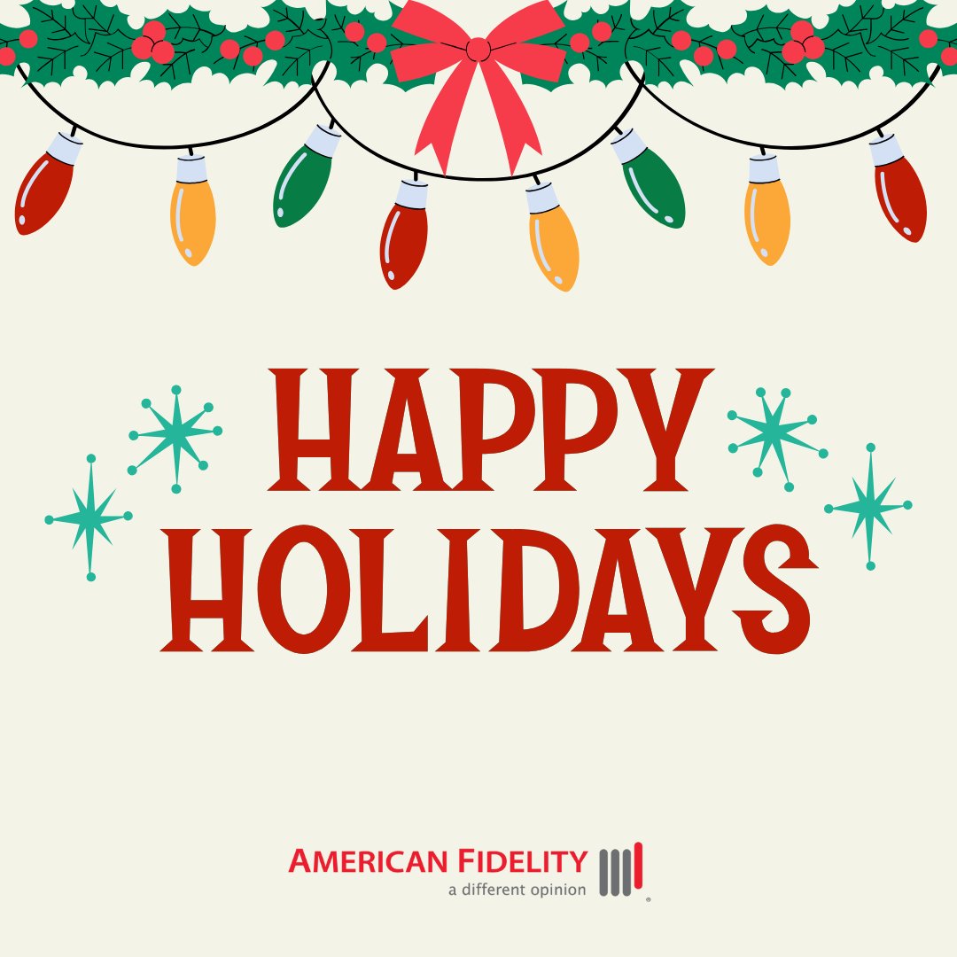 Warmest wishes from American Fidelity this holiday season! May your days be merry and your spirits bright.  🎄 ❄️ 🔔 ☃️