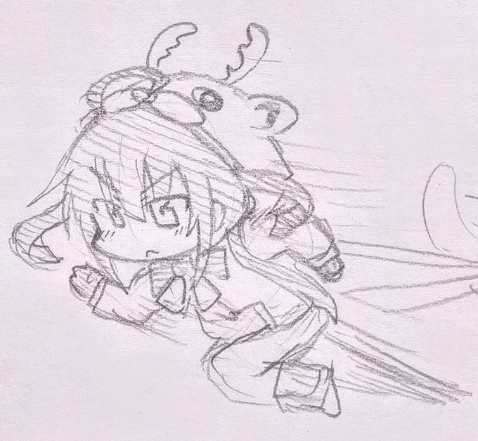 今夜のお絵描き
トナカイ三日月と縁側羽黒さん 