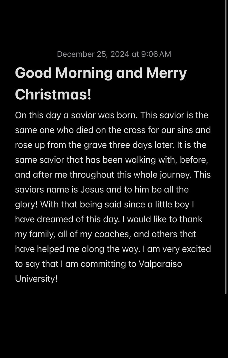 MicahMarkley25's tweet image. Merry Christmas! 
All praise and glory to the most high! Thank you to all of my coaches, family, and friends who have been there all along the way! With that being said I’m committed to play D1 football at Valparaiso University! 
Psalms 37:4
@CoachFeltrop  @CoachWaddle…