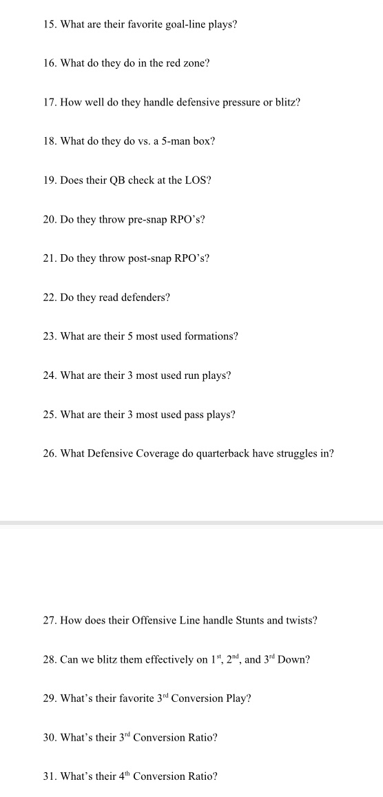 Coach Darien Antonio Thompson (@coachdthompson1) on Twitter photo Defensive Game Planning is critical in film study when scouting opponents. This is the entire sheet is something I hope bring defensive coordinator more insights on who they are facing offensively. Defensive Game Planning is critical in film study when scouting opponents. This is the entire sheet is something I hope bring defensive coordinator more insights on who they are facing offensively.