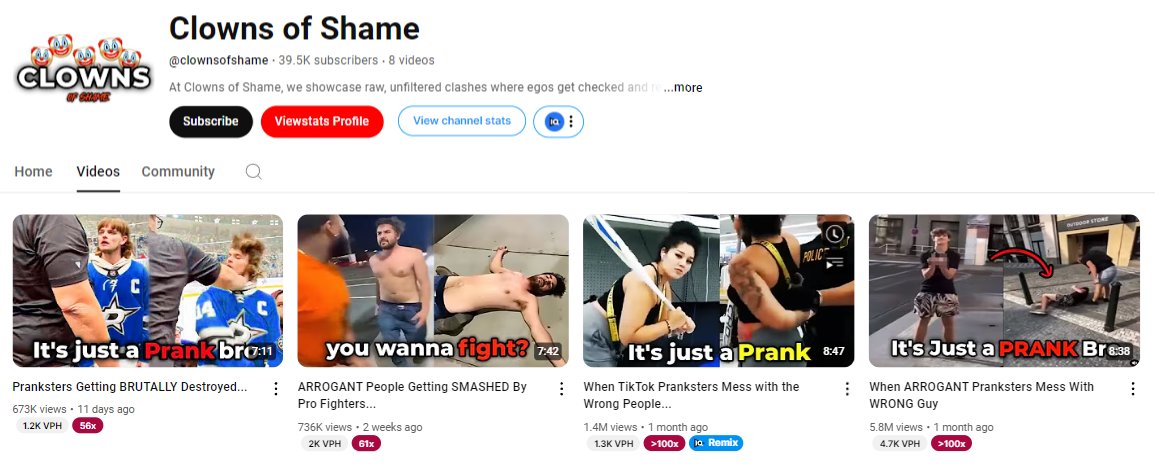 Faceless YouTube Channel Made over $32k in the past 28 days:

Arrogant People Niche 🥊

5 videos / month
8,000,000 views a month (so far)
~ $4 rpm (earnings per 1k views)
Channel was started 2 months ago. 🤯 The videos are super easy and print views. 🤑