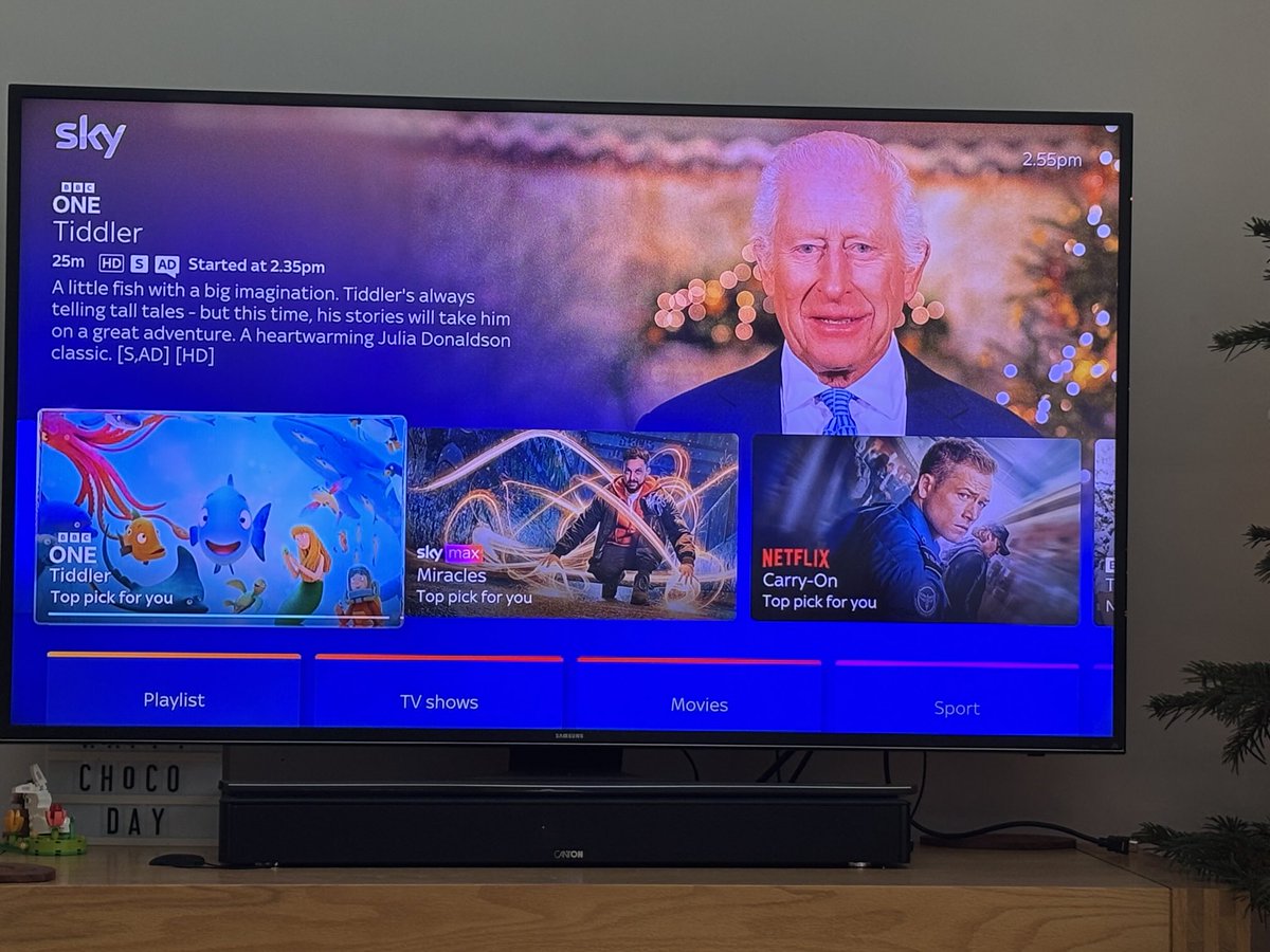 JoyKluver's tweet photo. I think Sky might have got this a bit wrong! #Tiddler #TheKingsSpeech ๐ Happy Christmas! ๐ https://t.co/YFwgziUsUq