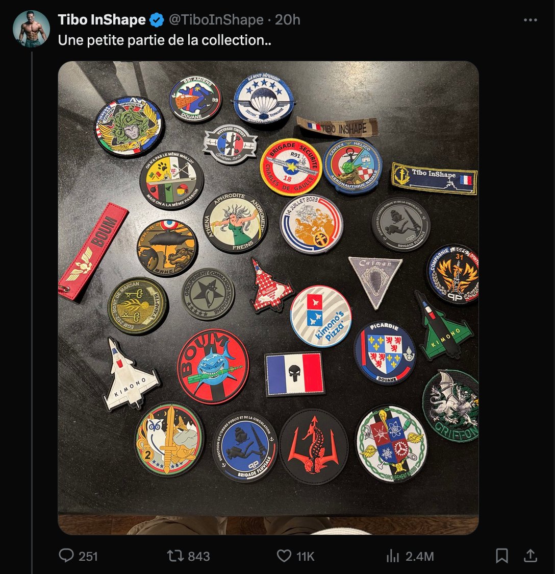 Encore un post de <a href="/TiboInShape/">Tibo InShape</a> aux "allures fascistes". Le drapeau français frappé du logo Punisher est utilisé depuis des années par l'extrême droite radicale et par des policiers aux tendances fascistes.

🧵⏬⏬