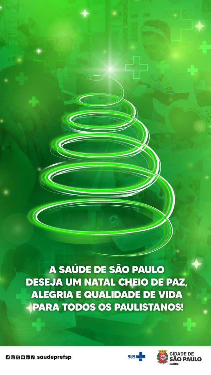 saudeprefsp's tweet image. 🎅💚 A Secretaria Municipal da Saúde deseja a você e sua família um Natal repleto de cuidado, bem-estar e momentos especiais!

Aproveite com responsabilidade e continue nos acompanhando para cuidar cada vez melhor de você!

#SaudePrefSP #SUS #Natal #FelizNatal