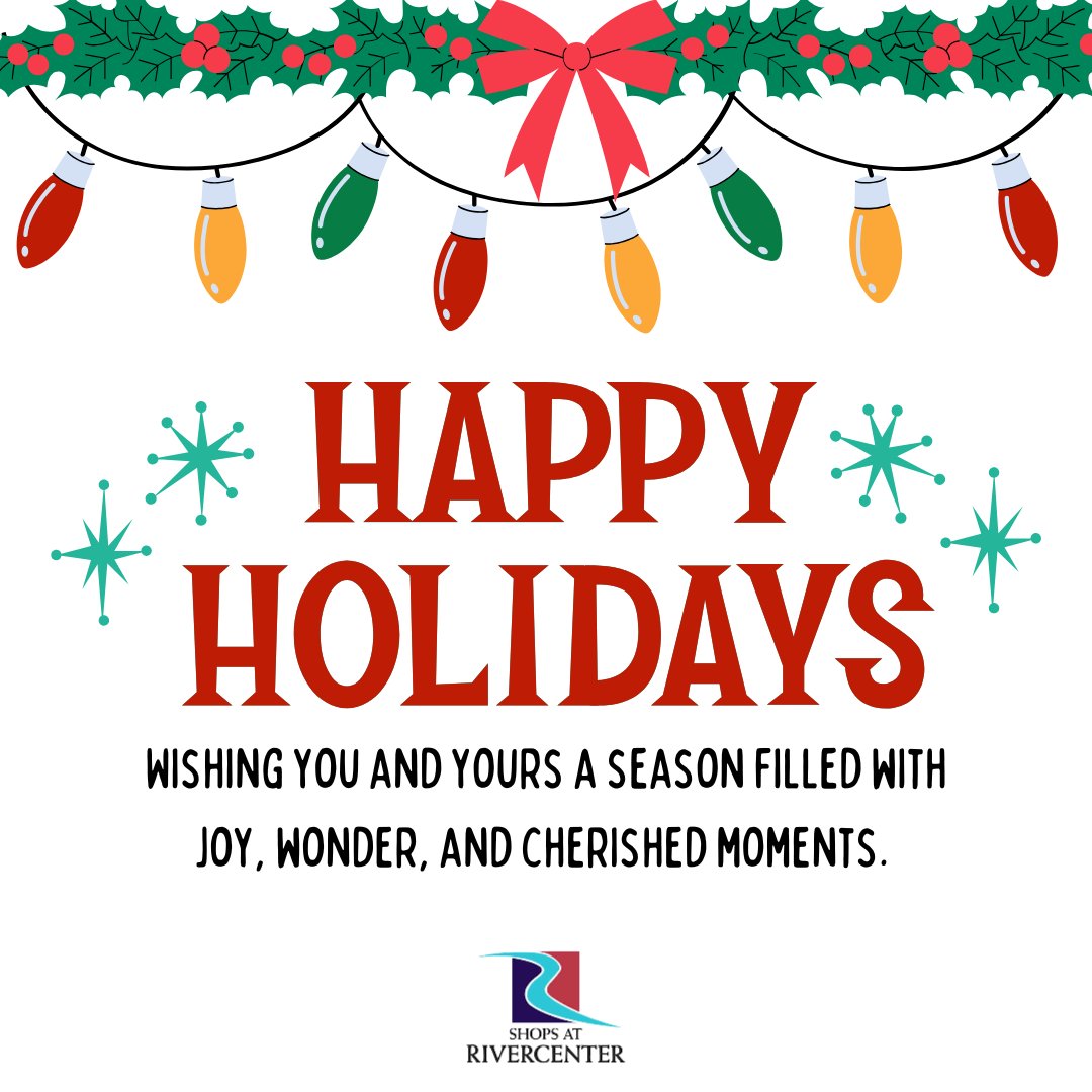 Wishing you and yours a season filled with joy, wonder, and cherished moments. Happy Holidays from Shops at Rivercenter! 🎄✨